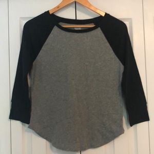 Black and Grey Baseball Tee 3/4 Sleeve